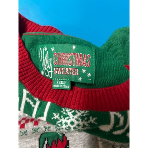 Beatles Abbey Road Ugly Christmas Sweater M Green Red Holiday Knit - Picture 3 of 4